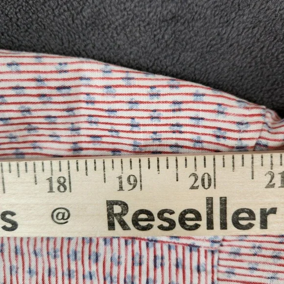 Armani Jeans Shirt Mens Medium Red Striped Linen Blend Short Sleeve Button Up - Picture 7 of 11